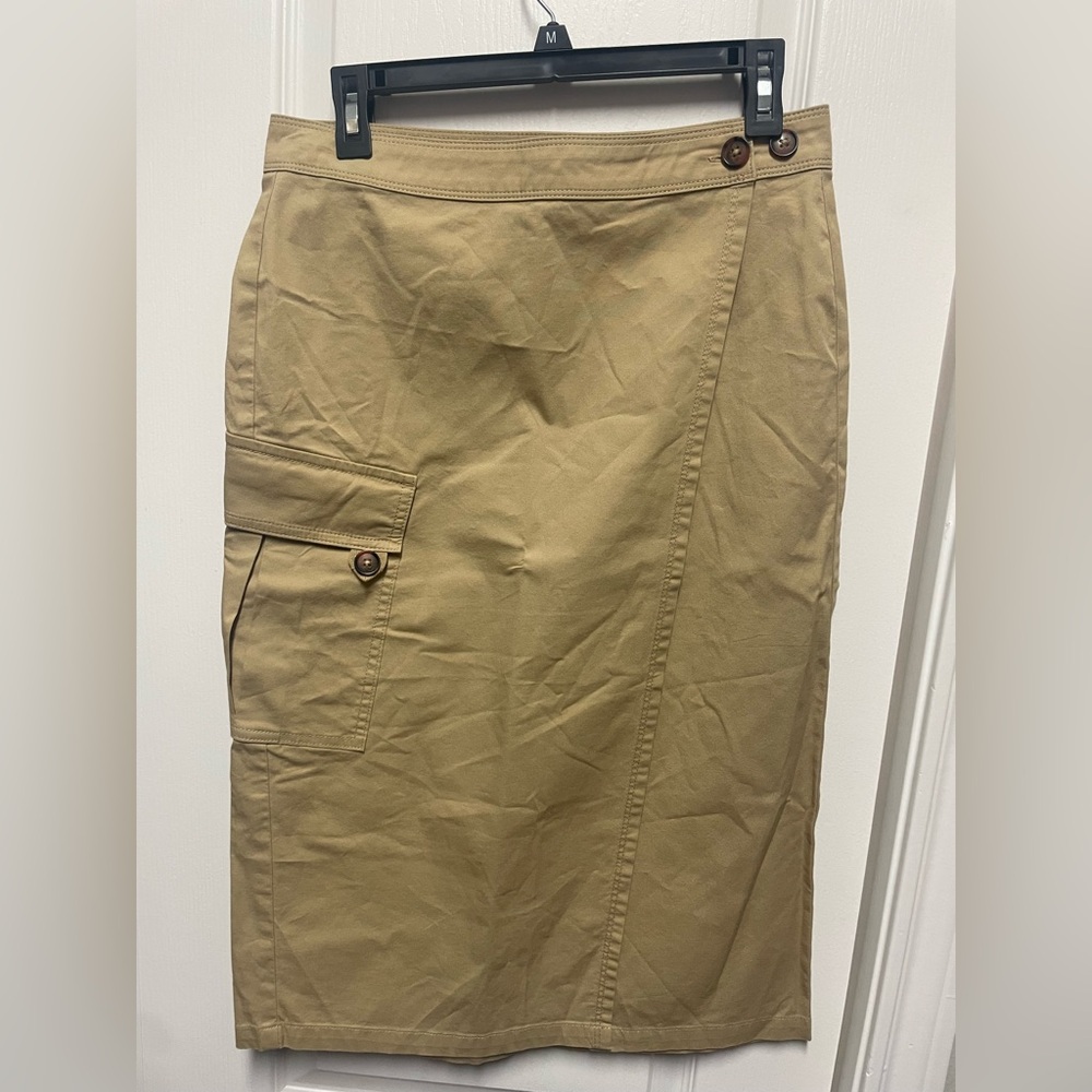 Sanctuary Tan Pencil Skirt with Button Accents